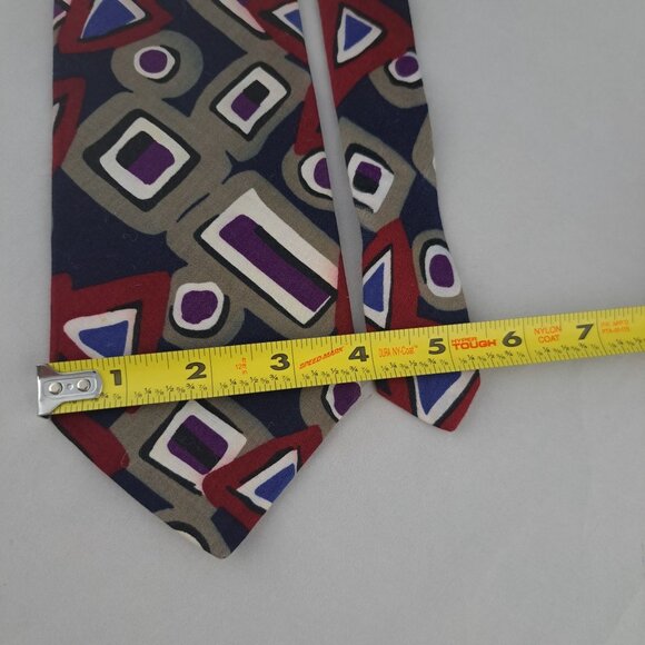 Van Heusen Mens Retro Geometric Pattern Cotton Tie 3 3/4" Wide USA - Picture 10 of 10